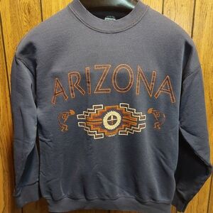 Arizona Graphic Men's Sweater - Navy Medium Vintage 90s Tribal Native Weathered